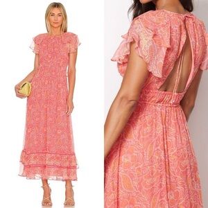 NWT‎ Cleobella Hannah Maxi Dress In Blossom Floral Block Print, Pink - Size S